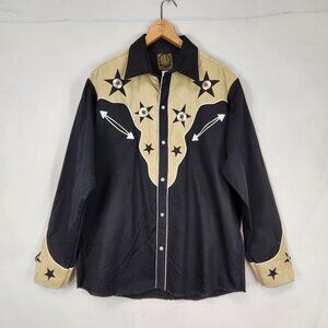 Espuela De Oro Men's XL 42  Black Tan Suede Pearl Snap Western Mexican